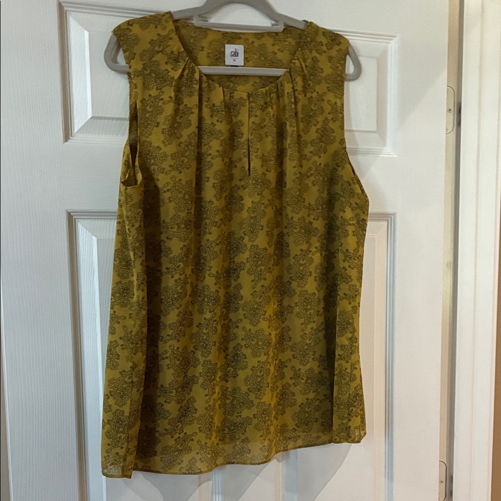 CAbi Mustard Floral Sleeveless Blouse